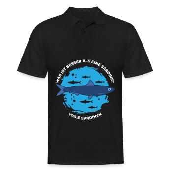 Was ist besser als eine Sardine? Viele Sardinen - Männer Poloshirt - Schwarz - Vorne - Kai (181cm)