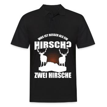 Was ist besser als ein Hirsch? Zwei Hirsche - Männer Poloshirt - Schwarz - Vorne - Kai (181cm)