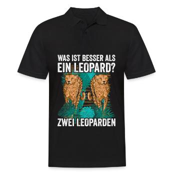 Was ist besser als ein Leopard? Zwei Leoparden - Männer Poloshirt - Schwarz - Vorne - Kai (181cm)