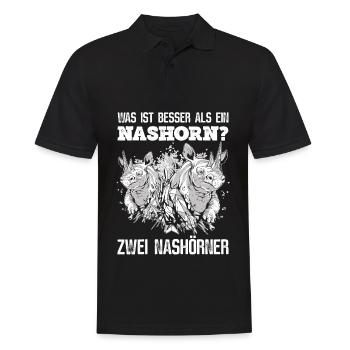 Was ist besser als ein Nashorn? Zwei Nashörner - Männer Poloshirt - Schwarz - Vorne - Kai (181cm)