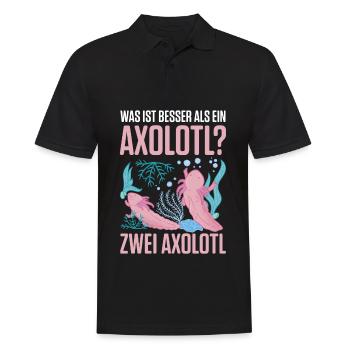 Was ist besser als ein Axolotl? Zwei Axolotl - Männer Poloshirt - Schwarz - Vorne - Kai (181cm)