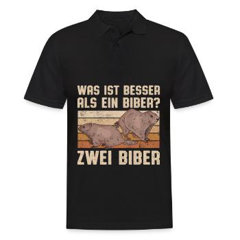 Was ist besser als ein Biber? Zwei Biber - Männer Poloshirt - Schwarz - Vorne - Kai (181cm)