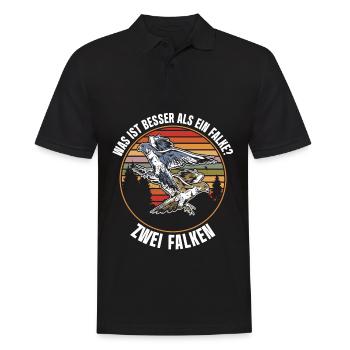 Was ist besser als ein Falke? Zwei Falken - Männer Poloshirt - Schwarz - Vorne - Kai (181cm)