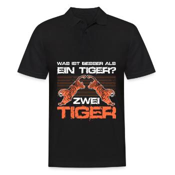 Was ist besser als ein Tiger? Zwei Tiger - Männer Poloshirt - Schwarz - Vorne - Kai (181cm)