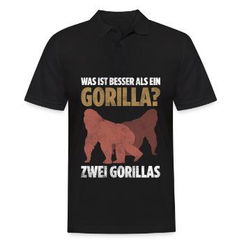 Was ist besser als ein Gorilla? Zwei Gorillas - Männer Poloshirt - Schwarz - Vorne - Kai (181cm)