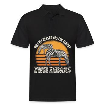 Was ist besser als ein Zebra? Zwei Zebras - Männer Poloshirt - Schwarz - Vorne - Kai (181cm)