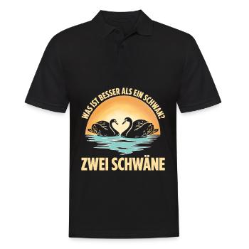 Was ist besser als ein Schwan? Zwei Schwäne - Männer Poloshirt - Schwarz - Vorne - Kai (181cm)