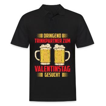 Dringend Trinkpartner Zum Valentinstag Gesucht - Männer Poloshirt - Schwarz - Vorne - Kai (181cm)