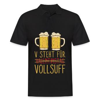 V Steht Für Valentinstag Vollsuff - Männer Poloshirt - Schwarz - Vorne - Kai (181cm)