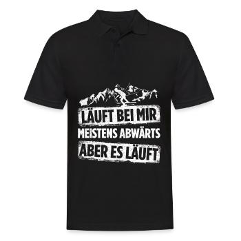 Läuft Bei Mir Meistens Abwärts Aber Es Läuft Skila - Männer Poloshirt - Schwarz - Vorne - Kai (181cm)