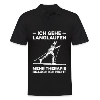 Ich Gehe Langlaufen Mehr Therapie Brauch Ich Nicht - Männer Poloshirt - Schwarz - Vorne - Kai (181cm)