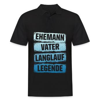 Ehemann Vater Langlauf Legende Skilangläufer Skate - Männer Poloshirt - Schwarz - Vorne - Kai (181cm)