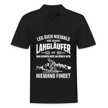 Leg Dich Niemals Mit Einem Langläufer An Wir Kenne - Männer Poloshirt - Schwarz - Vorne - Kai (181cm)