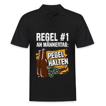 Regel #1 An Männertag: Pegel Halten Bier Trinken - Männer Poloshirt - Schwarz - Vorne - Kai (181cm)