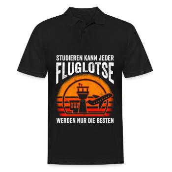 Luftraumkontrolle Für Fluglotsen Flugkontrolleur R - Männer Poloshirt - Schwarz - Vorne - Kai (181cm)