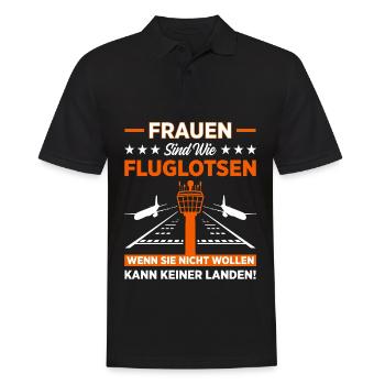 Luftraumkontrolle Für Fluglotsen Flugkontrolleur R - Männer Poloshirt - Schwarz - Vorne - Kai (181cm)