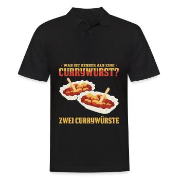 Was ist besser als eine Currywurst? Zwei Currywürs - Männer Poloshirt - Schwarz - Vorne - Kai (181cm)
