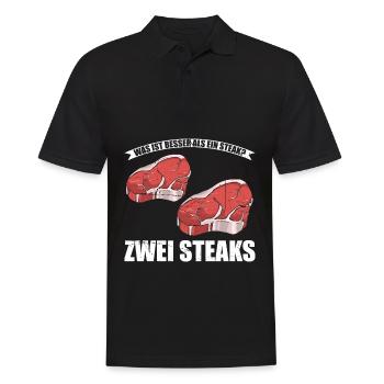Was ist besser als ein Steak? Zwei Steaks Lieblibg - Männer Poloshirt - Schwarz - Vorne - Kai (181cm)