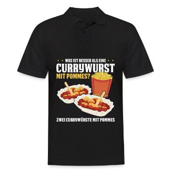 Was ist besser als eine Currywurst mit Pommes? Zwe - Männer Poloshirt - Schwarz - Vorne - Kai (181cm)