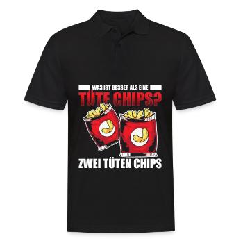 Was ist besser als eine Tüte Chips? Zwei Tüten Chi - Männer Poloshirt - Schwarz - Vorne - Kai (181cm)