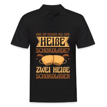 Was ist besser als eine Heiße Schokolade? Zwei - Männer Poloshirt - Schwarz - Vorne - Kai (181cm)