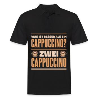 Was ist besser als ein Cappuccino? Zwei Cappuccino - Männer Poloshirt - Schwarz - Vorne - Kai (181cm)