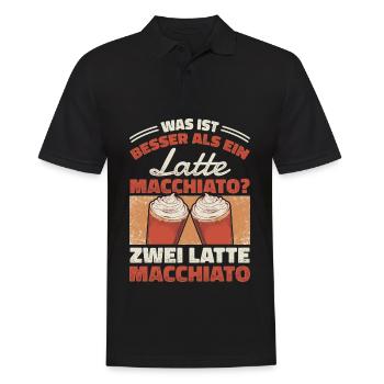 Was ist besser als ein Latte Macchiato?Zwei Latte - Männer Poloshirt - Schwarz - Vorne - Kai (181cm)