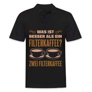 Was ist besser als ein Filterkaffee? Zwei Filterka - Männer Poloshirt - Schwarz - Vorne - Kai (181cm)