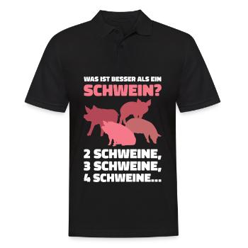 Was ist besser als ein Schwein? 2 Schweine, 3 Schw - Männer Poloshirt - Schwarz - Vorne - Kai (181cm)