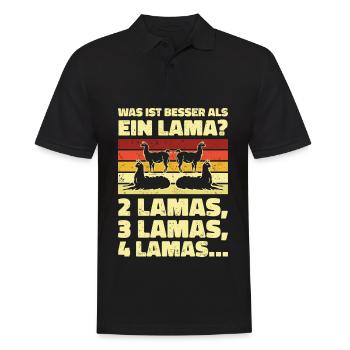 Was ist besser als ein Lama? 2 Lamas, 3 Lamas, 4 L - Männer Poloshirt - Schwarz - Vorne - Kai (181cm)