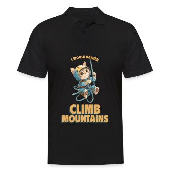 I would rather climb mountains Bergklettern Katze - Männer Poloshirt - Schwarz - Vorne - Kai (181cm)