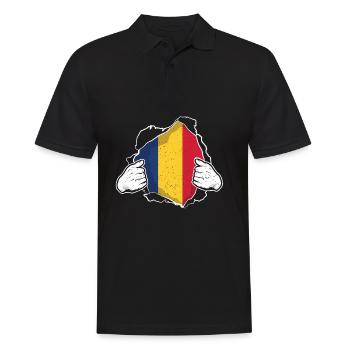 Roumanie Roumain Roumain Drapeau roumain - Polo Homme - noir - Devant - Kai (181cm)