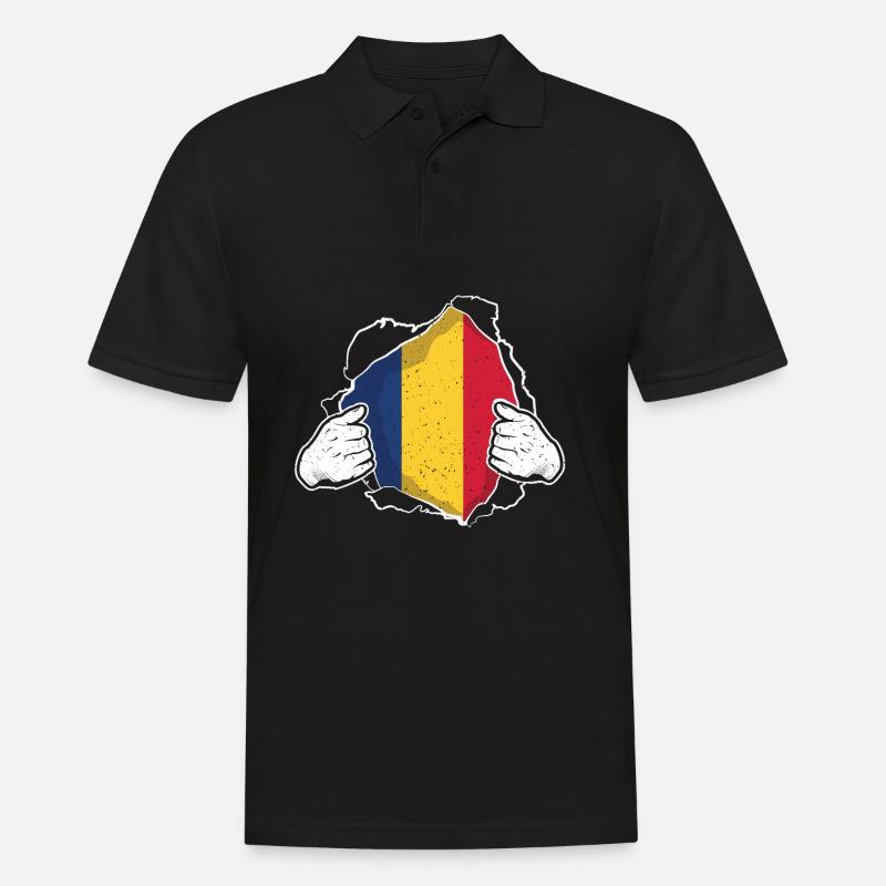 Roumanie Roumain Roumain Drapeau roumain - Polo Homme - noir