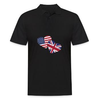 États-Unis Royaume-Uni Heart Flag Américain Britannique - Polo Homme - noir - Devant - Kai (181cm)
