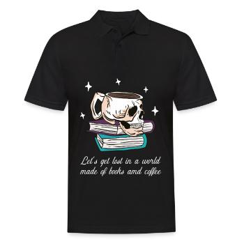 Immersion entre les pages du livre et le café - Polo Homme - noir - Devant - Kai (181cm)