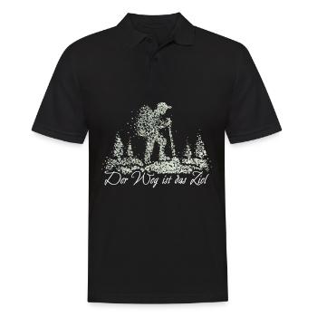 Der Weg ist das Ziel Wandern Wanderer Trekking - Männer Poloshirt - Schwarz - Vorne - Kai (181cm)