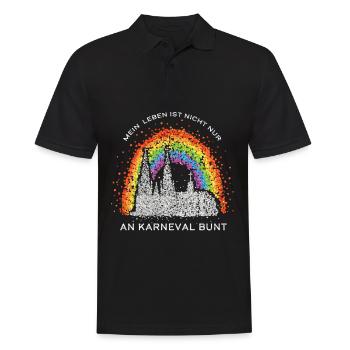 Kölner Dom Karneval 5. Jahreszeit Regenbogenfahne - Männer Poloshirt - Schwarz - Vorne - Kai (181cm)