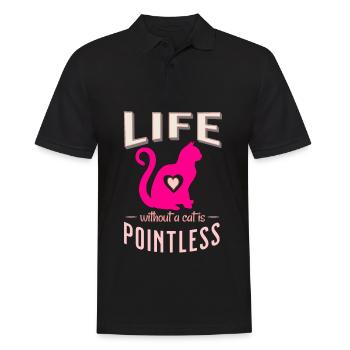 La vie sans chat est inutile Cats Sleep Shirt - Polo Homme - noir - Devant - Kai (181cm)