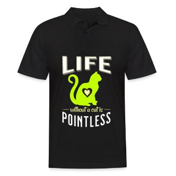 vert une vie sans chat est inutile chats - Polo Homme - noir - Devant - Kai (181cm)