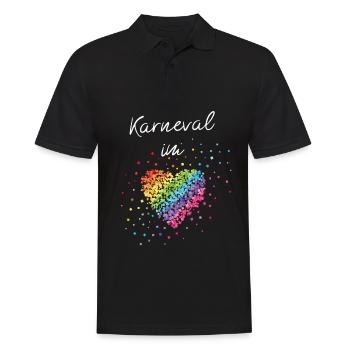 Karneval im Herz Regenbogen LGBTQ Gay Pride - Männer Poloshirt - Schwarz - Vorne - Kai (181cm)