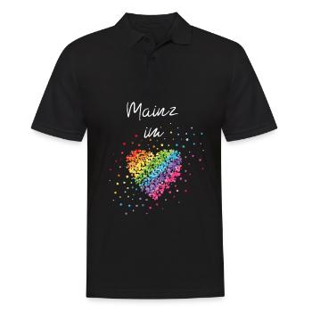 Mainz im Herz Karneval Fasching LGBTQ Regenbogen - Männer Poloshirt - Schwarz - Vorne - Kai (181cm)