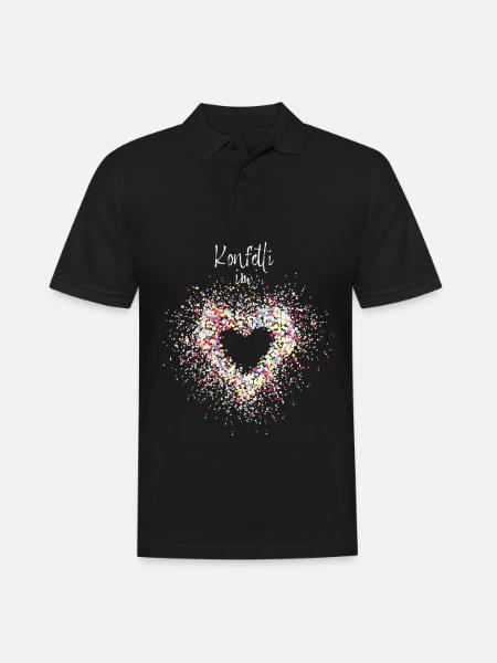 Konfetti im Herz Karneval Fastelovend Fasching - Männer Poloshirt - Schwarz