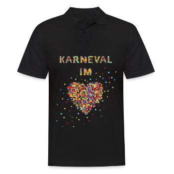 Karneval im Herzen Fastelovend Konfetti Jeck - Männer Poloshirt - Schwarz - Vorne - Kai (181cm)