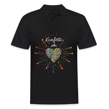 Konfetti im Herz Karneval Fasching 5. Jahreszeit - Männer Poloshirt - Schwarz - Vorne - Kai (181cm)