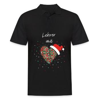 Lehrer mit Herz Klassenlehrer Weihnachtsgeschenk - Männer Poloshirt - Schwarz - Vorne - Kai (181cm)