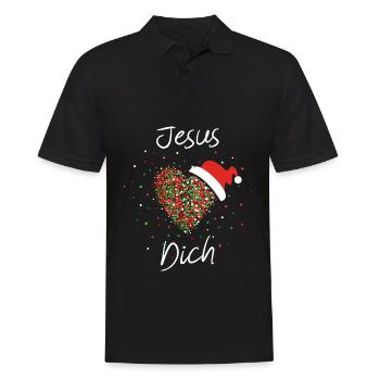 Jesus liebt Dich Kirche Wichtelgeschenk Wichteln - Männer Poloshirt - Schwarz - Vorne - Kai (181cm)