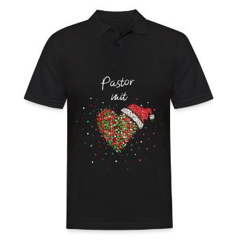Pastor mit Herz Weihnachtsmütze Weihnachtsgeschenk - Männer Poloshirt - Schwarz - Vorne - Kai (181cm)