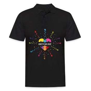 Konfetti Karneval Fasnacht Fasching Fastelovend - Männer Poloshirt - Schwarz - Vorne - Kai (181cm)