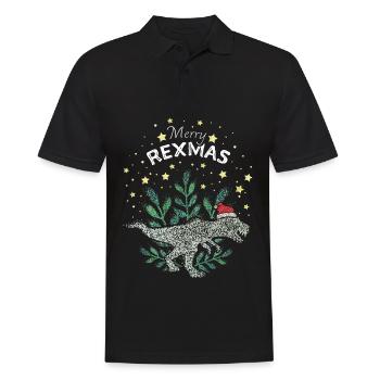 Merry Rexmas TRex Dinosaur Xmas Christmas Time - Men's Polo Shirt - black - Front - Kai (181cm)