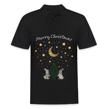 Lapins Lapins Arbre de Noël Arbre de Noël Noël - Polo Homme - noir - Devant - Kai (181cm)